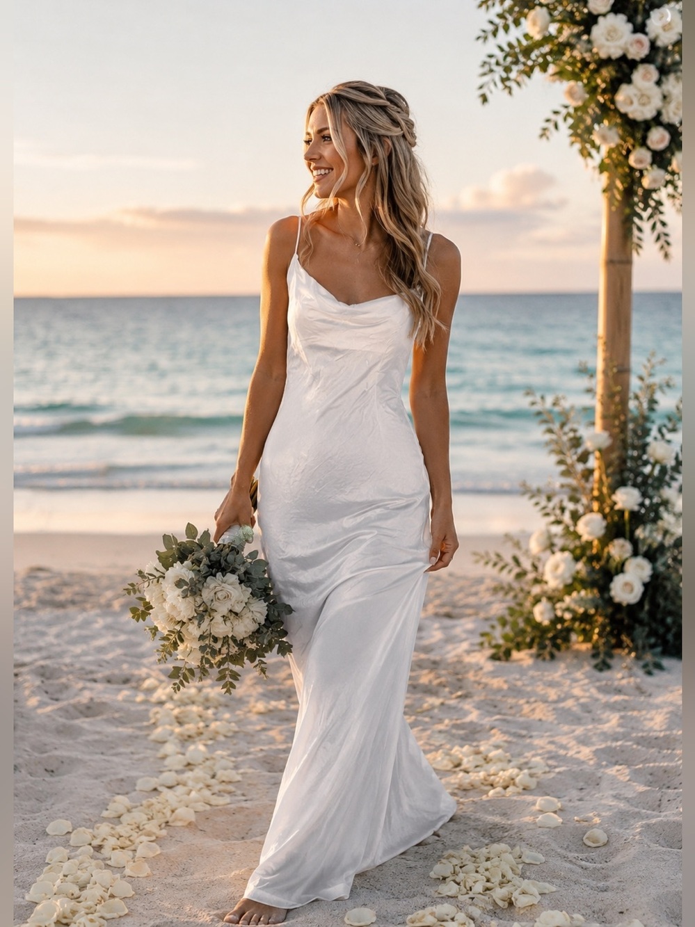 ZARA White Maxi Front Drape Dress S